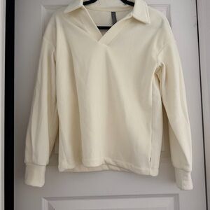 Mondetta Cream Ribbed Collar Pullover